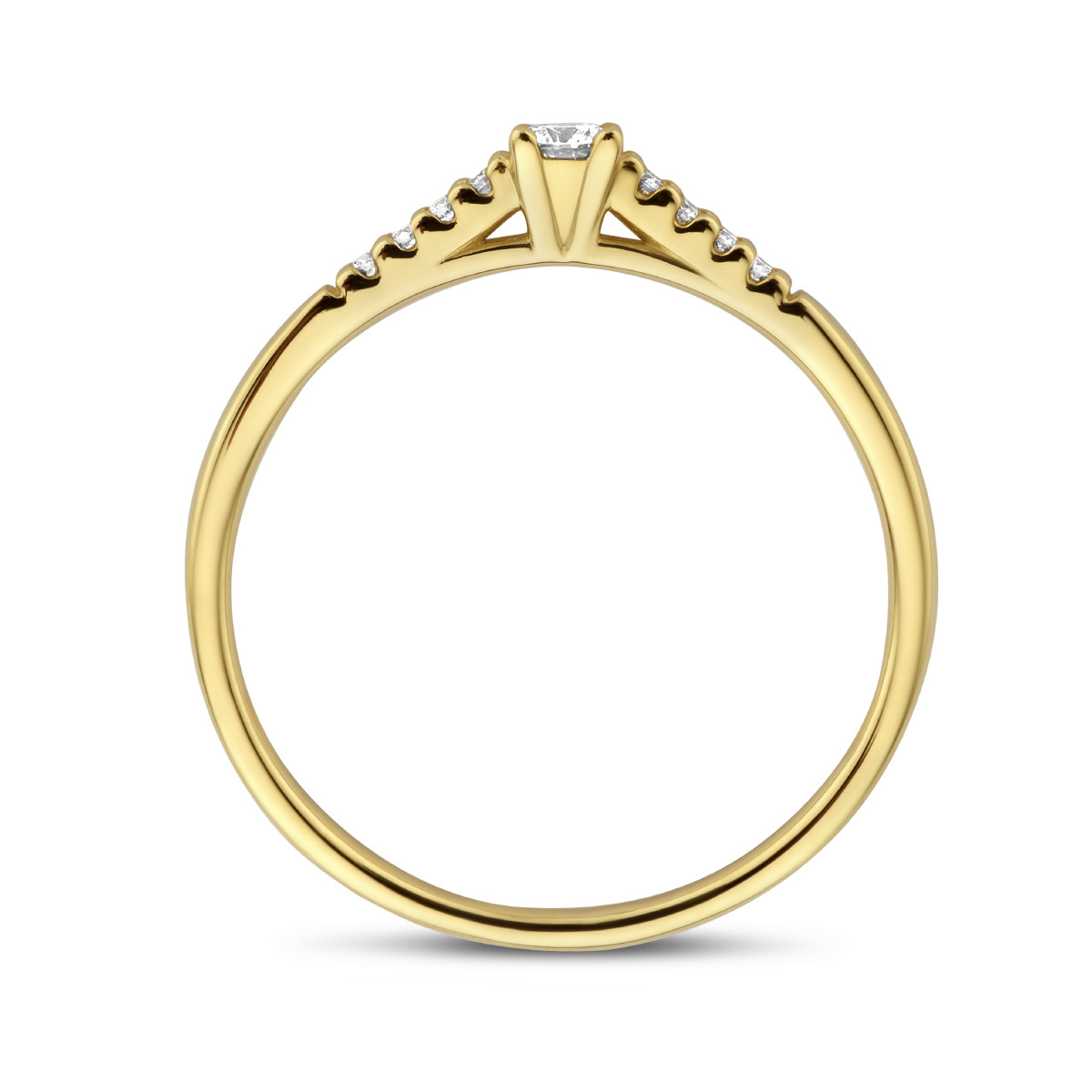 Gouden solitair ring met diamanten 0.07 crt 2.6 mm