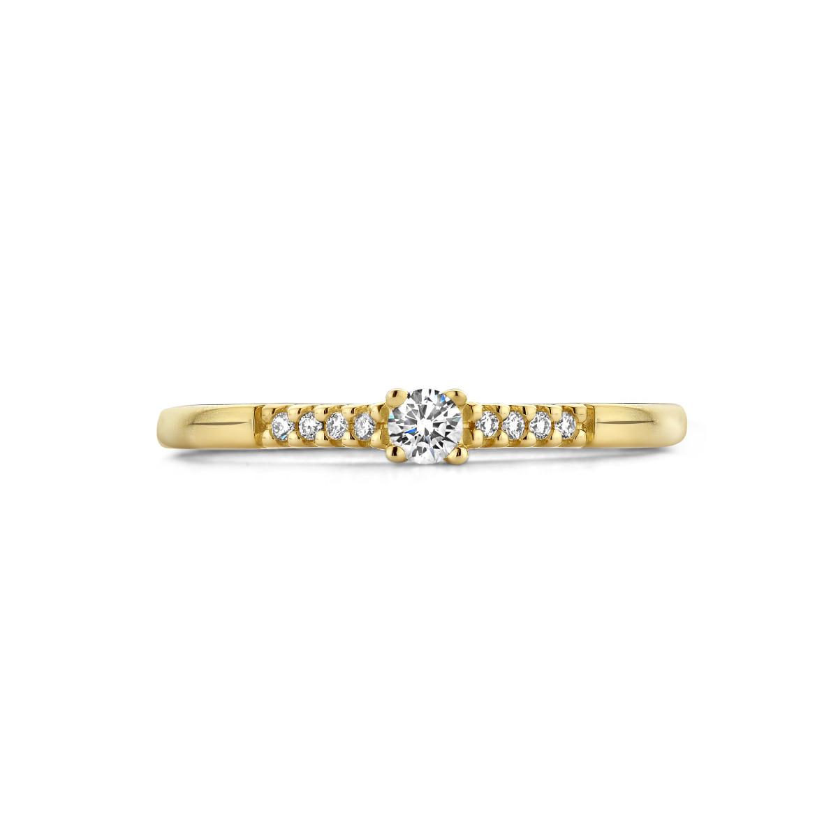 Gouden solitair ring met diamanten 0.07 crt 2.6 mm