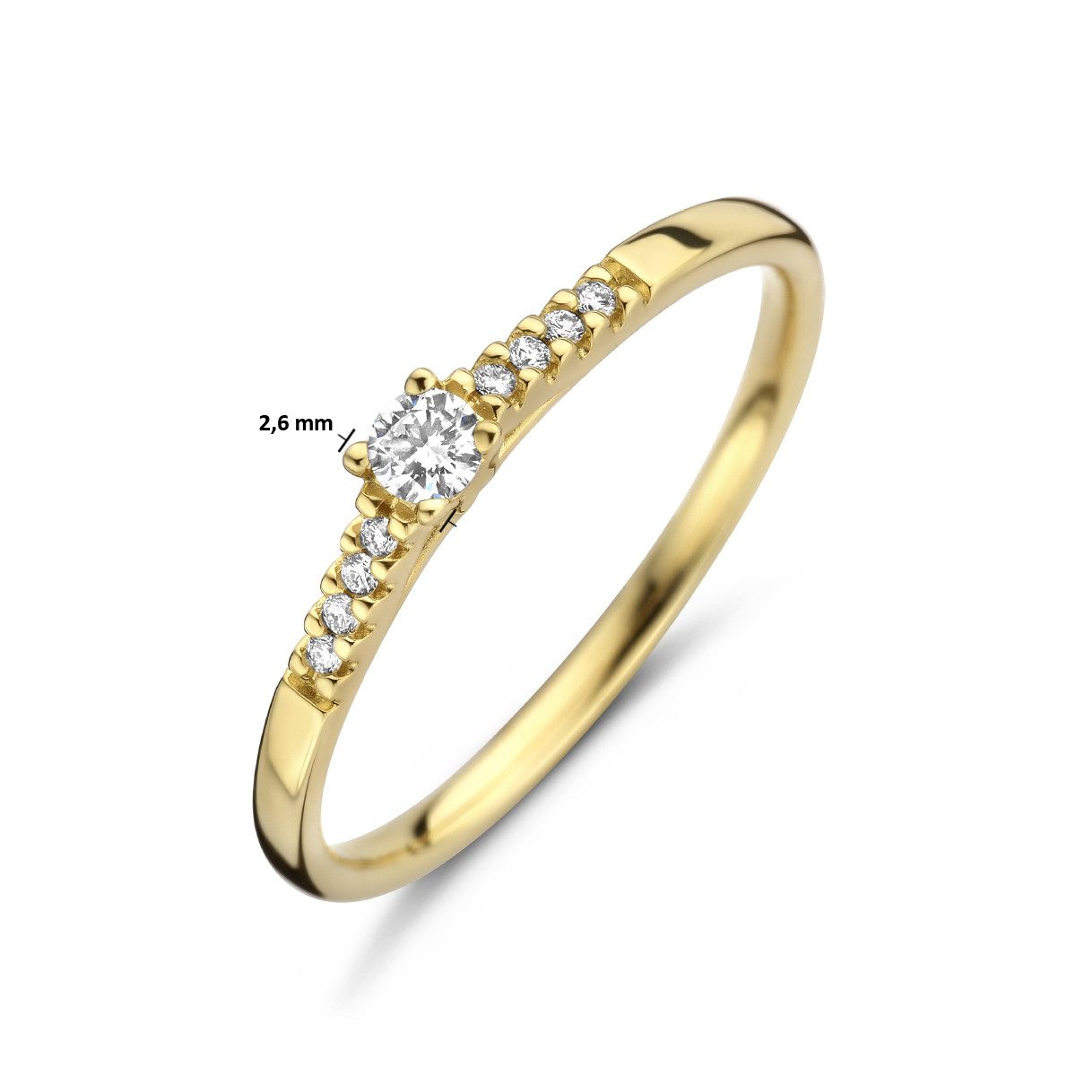 Gouden solitair ring met diamanten 0.07 crt 2.6 mm