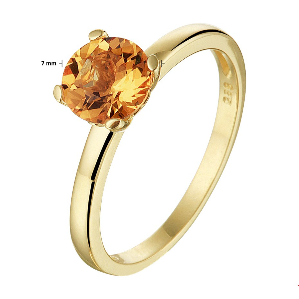 Gouden solitair ring met edelsteen citrien