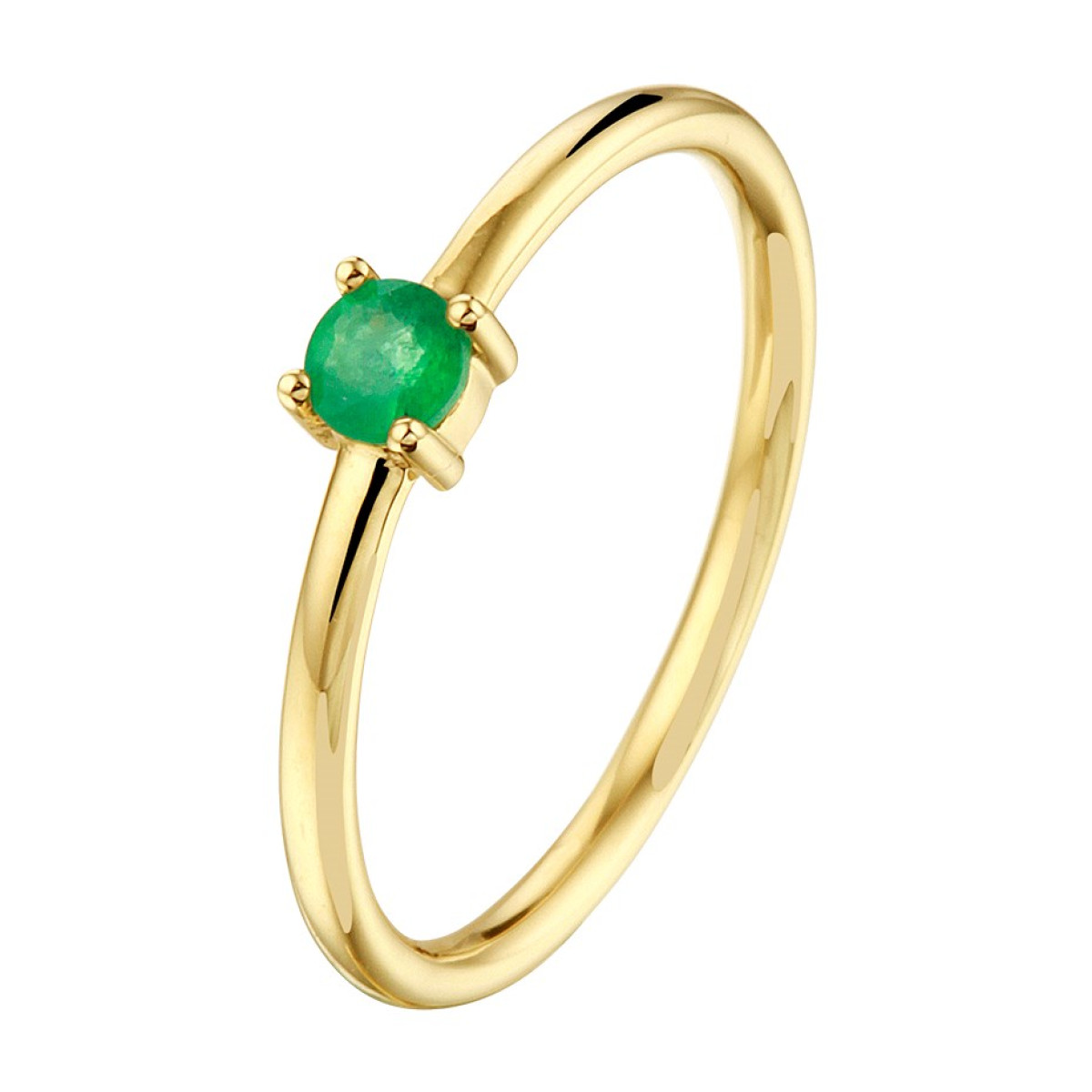 Gouden solitair ring met smaragd