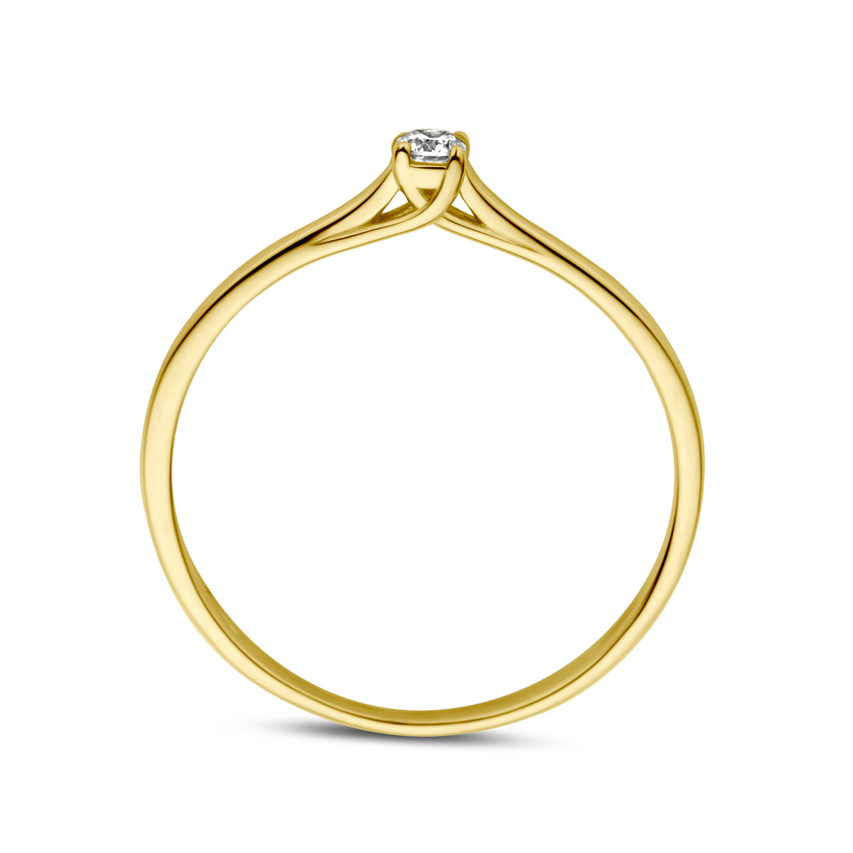 Gouden solitaire ring met diamant 0.05 crt 2 mm