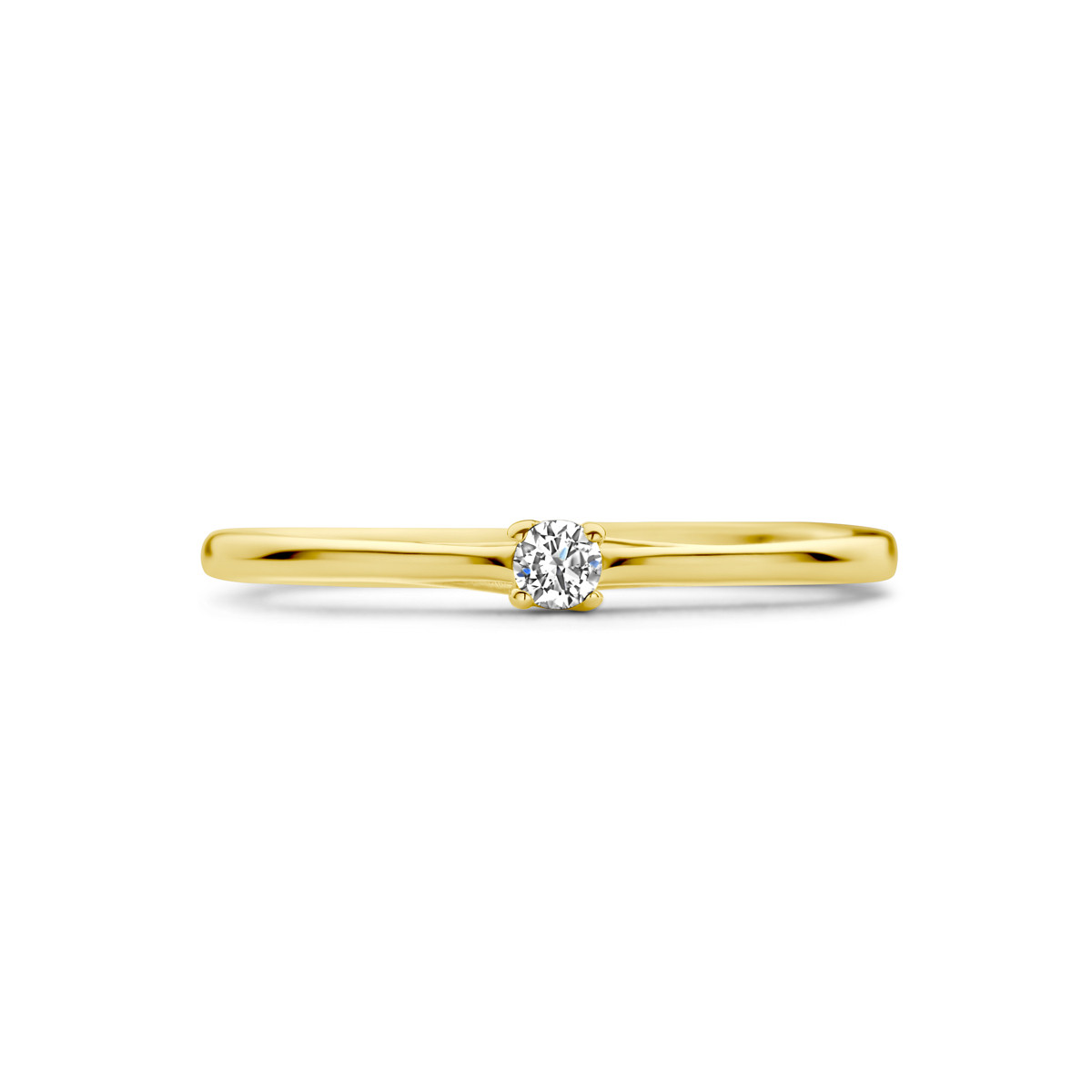 Gouden solitaire ring met diamant 0.05 crt 2 mm