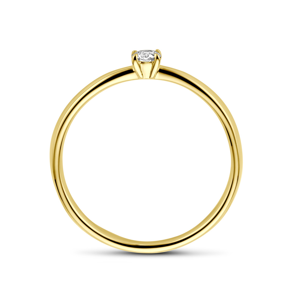 Gouden solitaire ring met diamant 0.10 crt