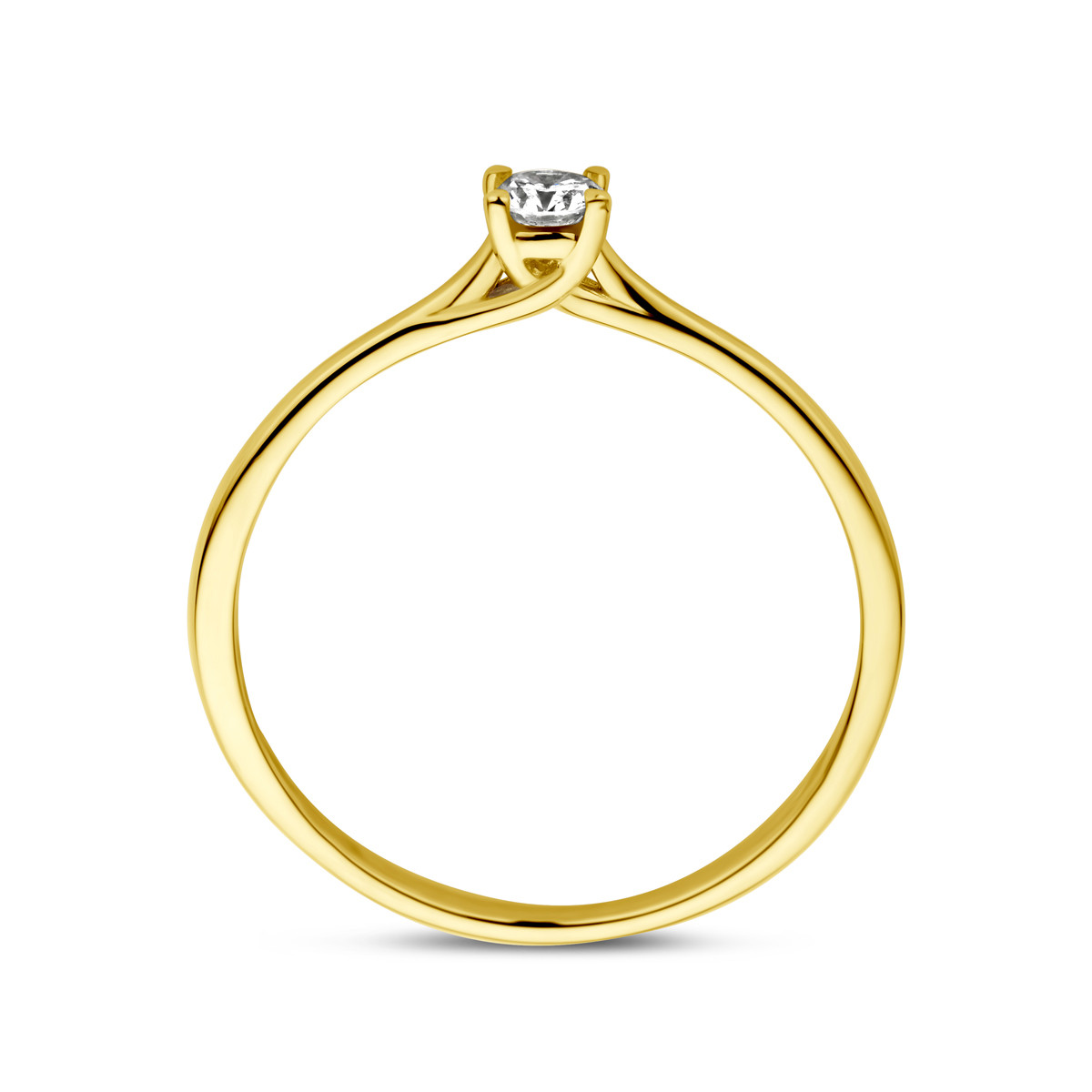 Gouden solitaire ring met diamant 0.10 crt 3 mm