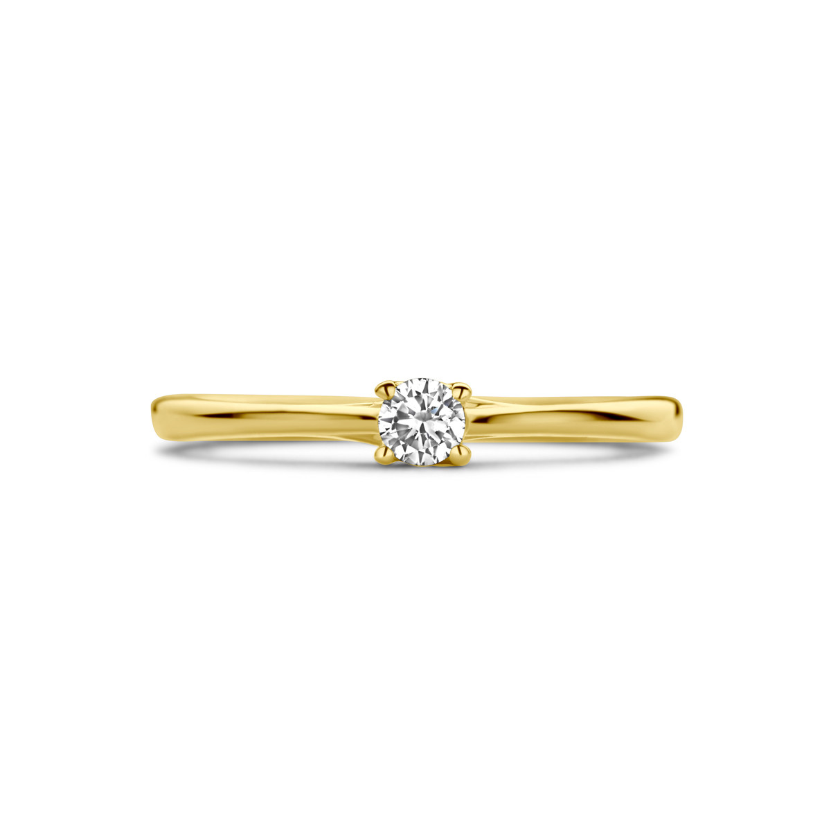 Gouden solitaire ring met diamant 0.10 crt 3 mm