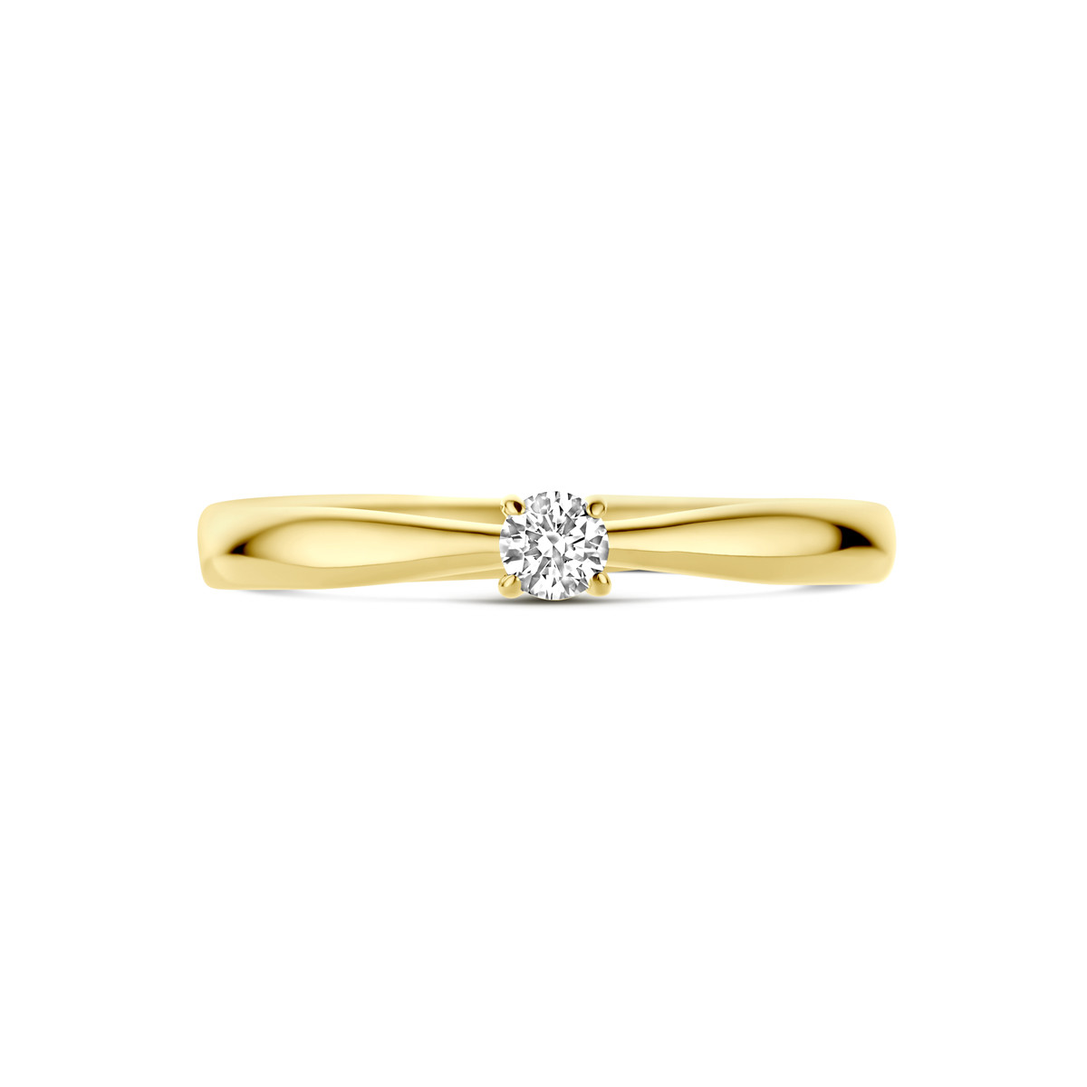 Gouden solitaire ring met diamant 0.10 crt