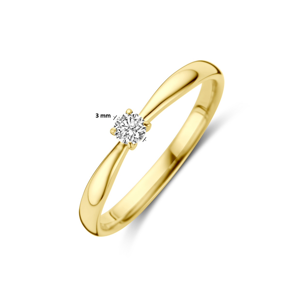 Gouden solitaire ring met diamant 0.10 crt