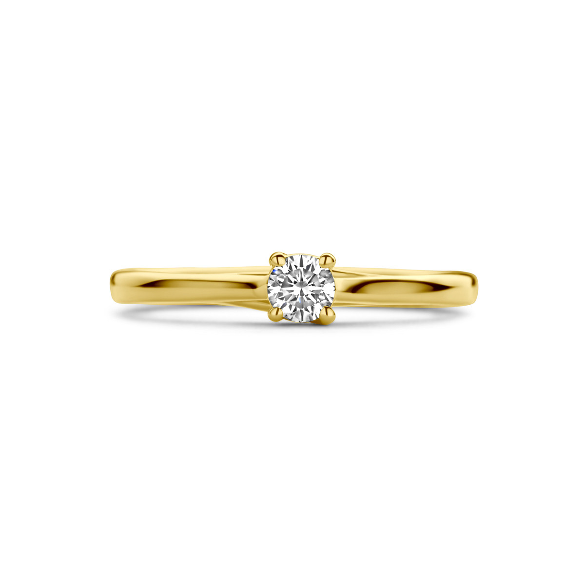 Gouden solitaire ring met diamant 0.15 crt 3.5 mm