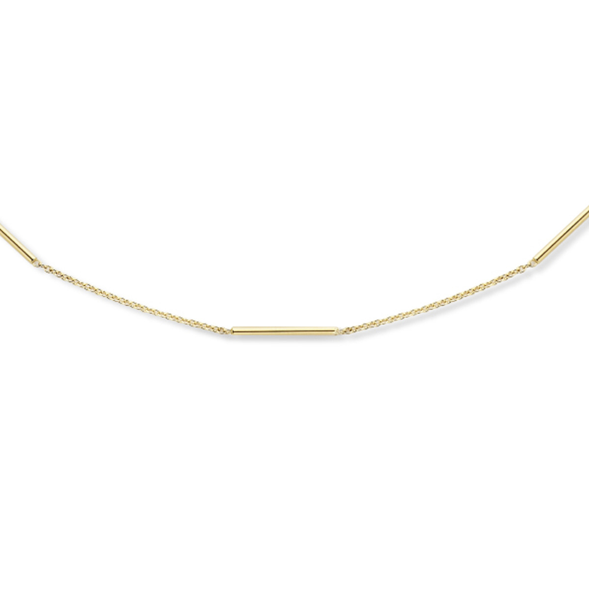 Gouden staafjes ketting met anker schakels 14-karaat 1.3 mm breed - Lengte 43-45 cm