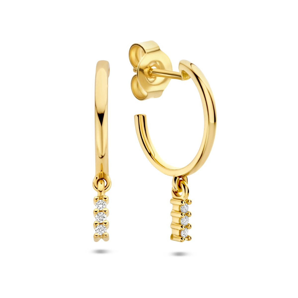 Gouden stekeroorbellen met diamant