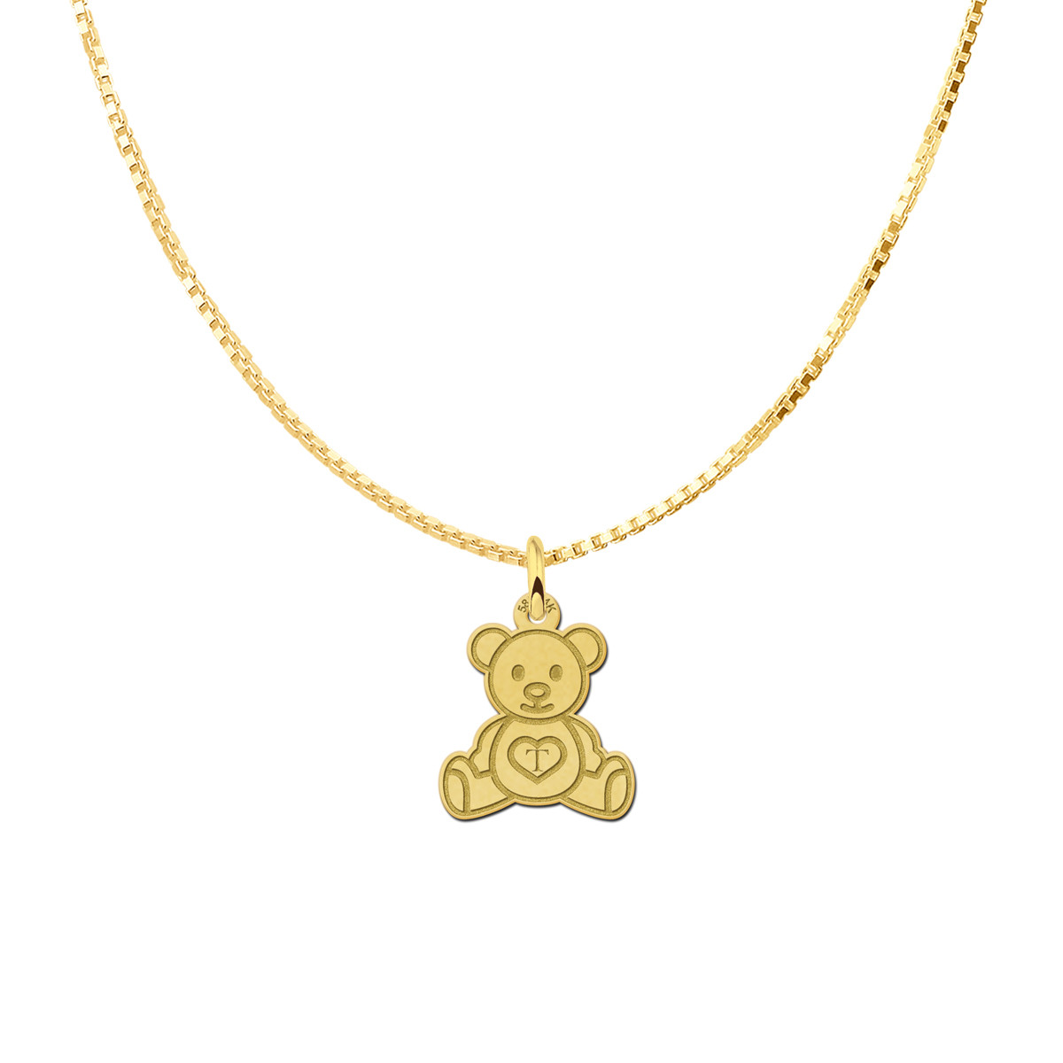 Gouden teddybeer hanger met letter
