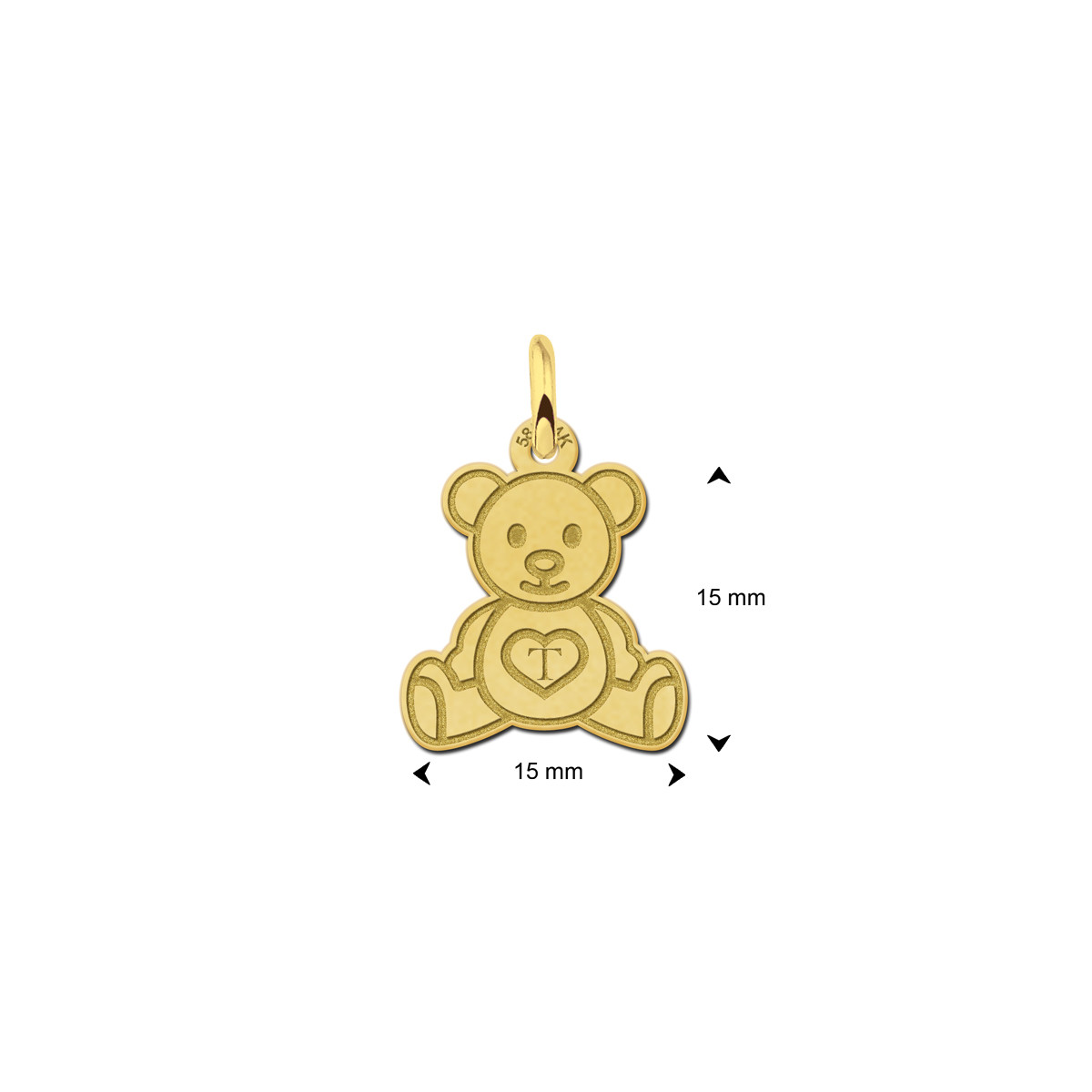 Gouden teddybeer hanger met letter