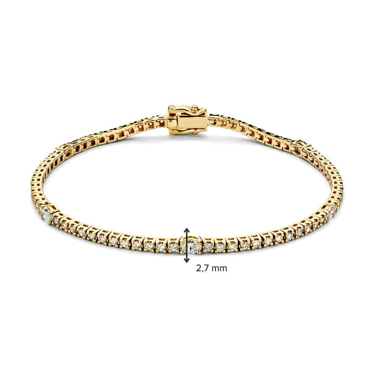 Gouden tennisarmband met briljant en peergeslepen diamanten 1.80 crt - Lengte 18 cm
