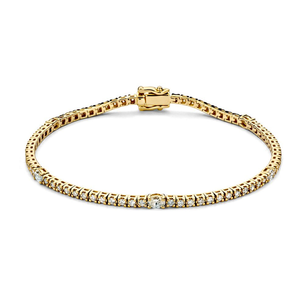 Gouden tennisarmband met briljant en peergeslepen diamanten 1.80 crt - Lengte 18 cm