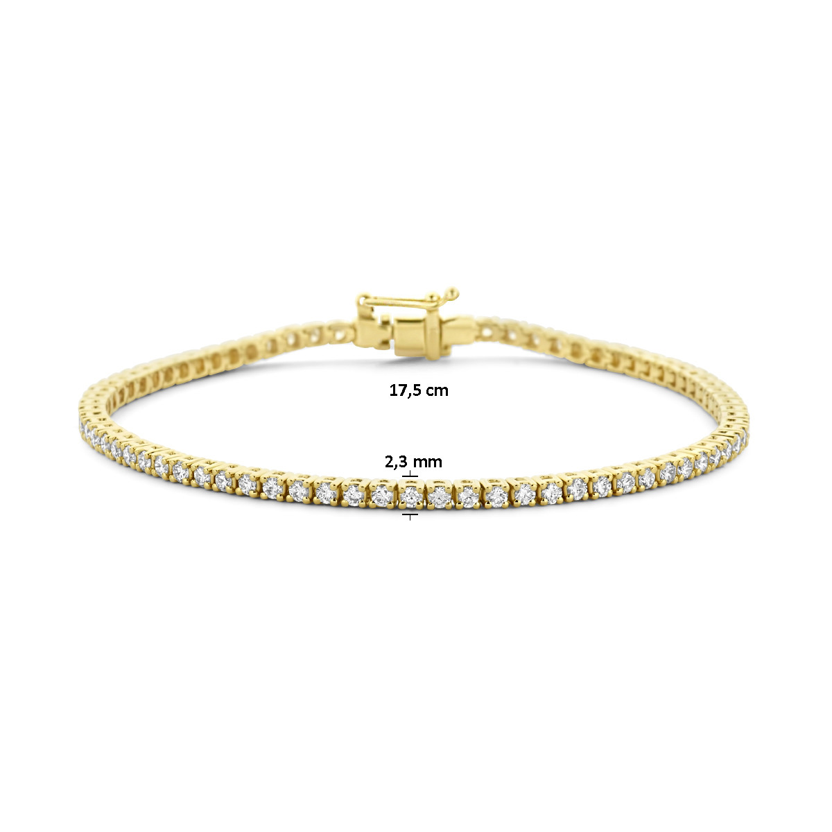 Gouden tennisarmband met made diamonds 2 crt - Lengte 17.5 cm