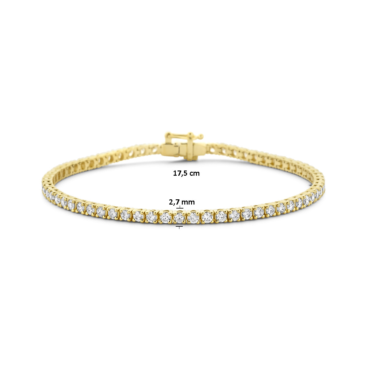 Gouden tennisarmband met made diamonds 3 crt - Lengte 17.5 cm