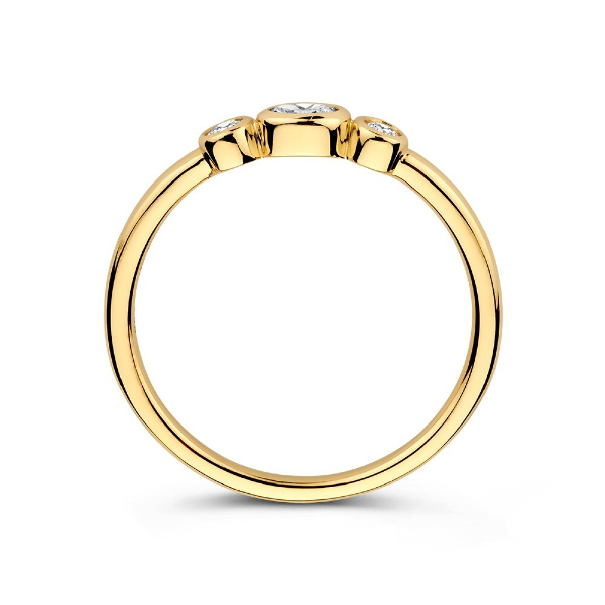 Gouden trilogy ring met ovale en briljant geslepen diamanten 0.21 crt