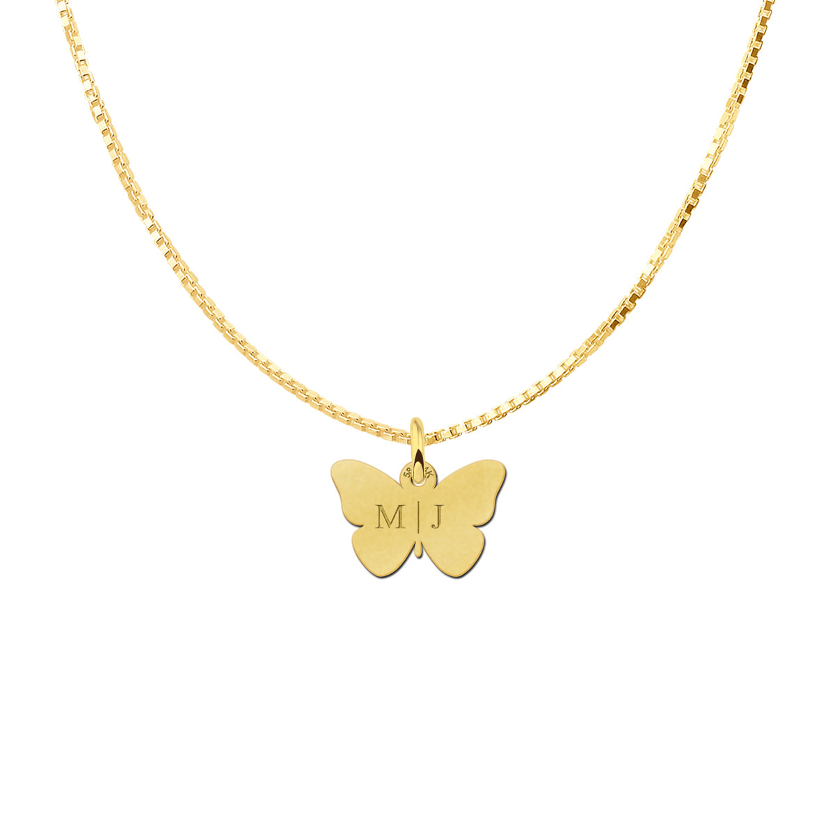 Gouden vlinder hanger met twee letters