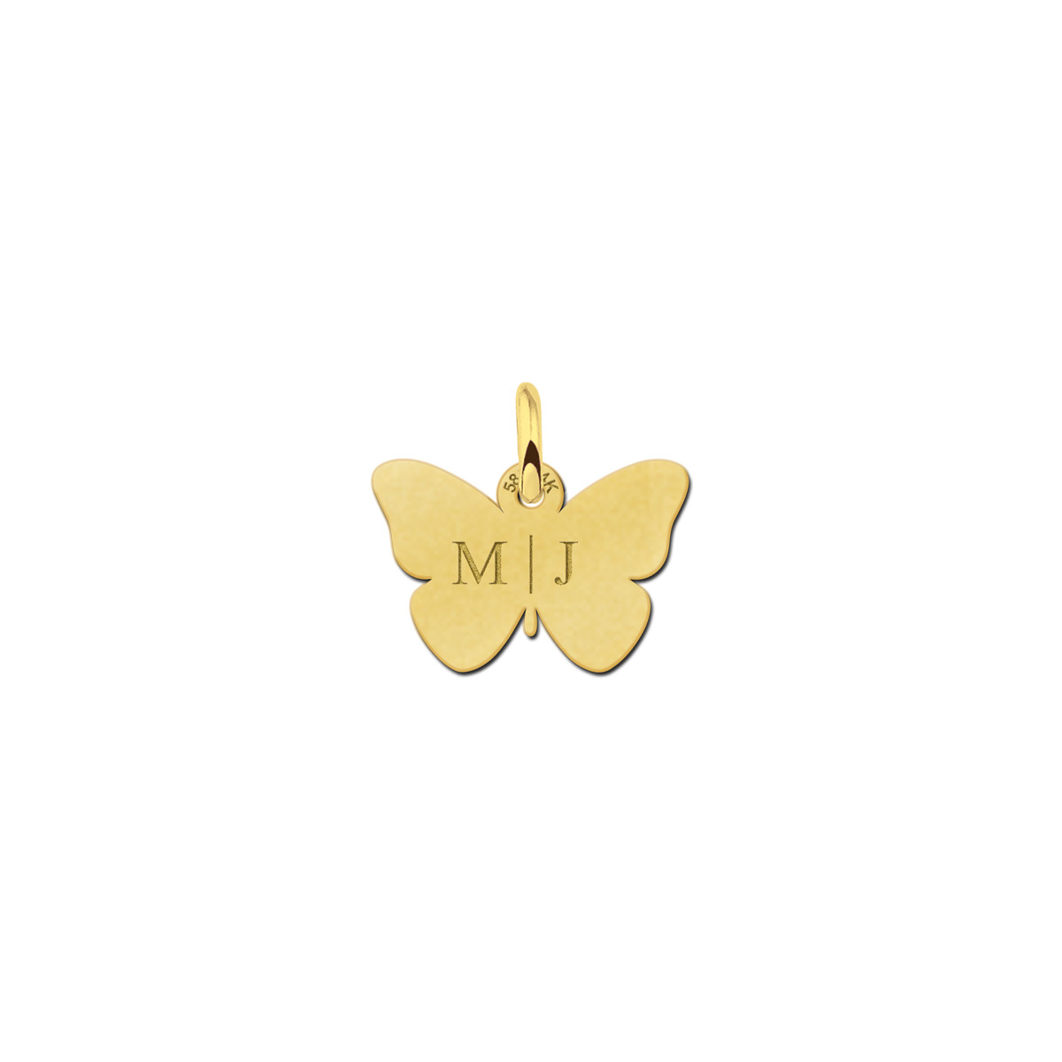 Gouden vlinder hanger met twee letters