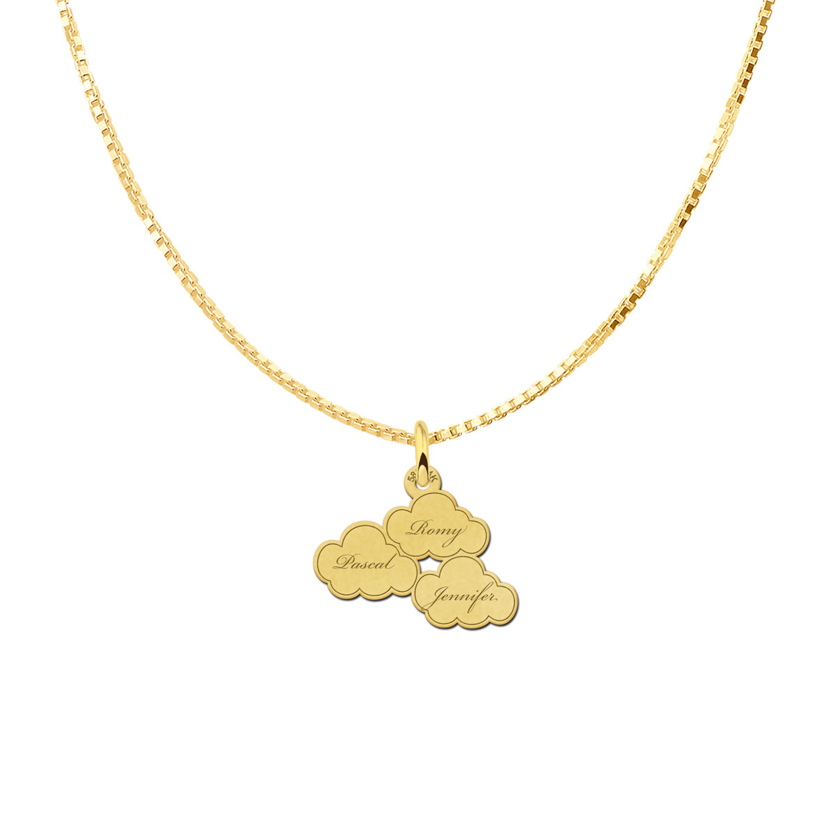 Gouden wolkenhanger met drie namen