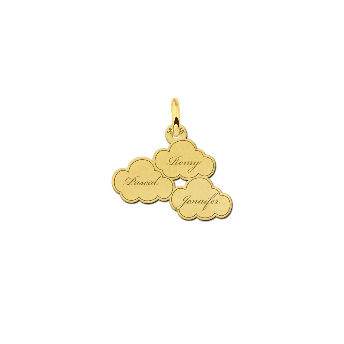 Gouden wolkenhanger met drie namen