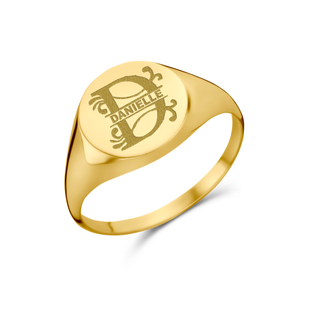 Gouden zegelring met initiaal en naam