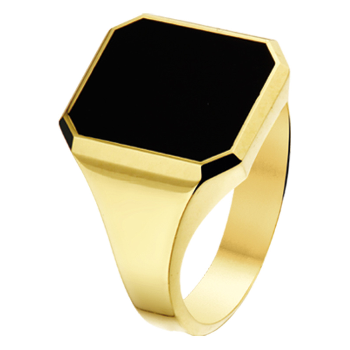 Gouden zegelring met onyx achthoek