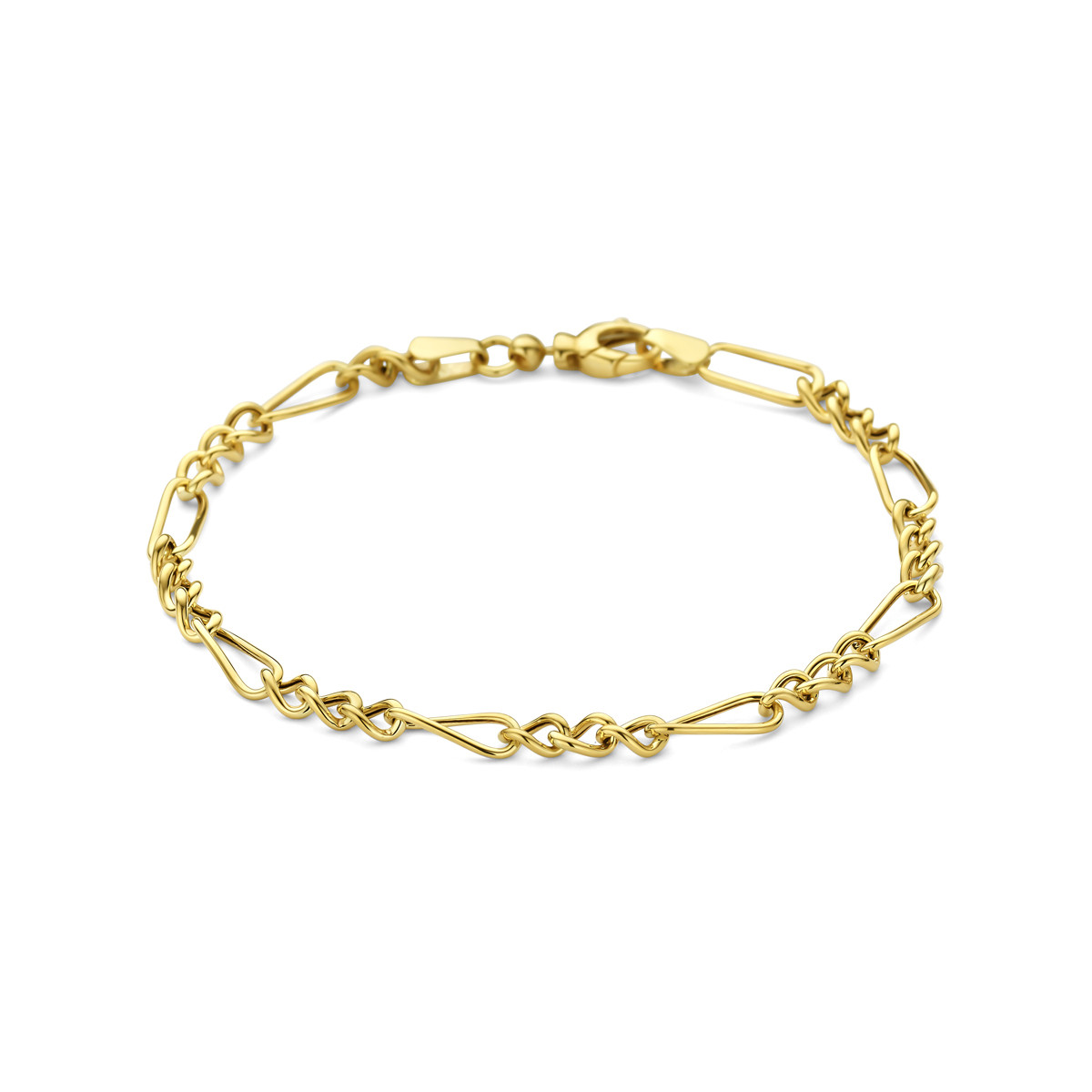 Goudkleurige 9-karaat armband gedraaid 4 mm breed - Lengte 18.5 cm