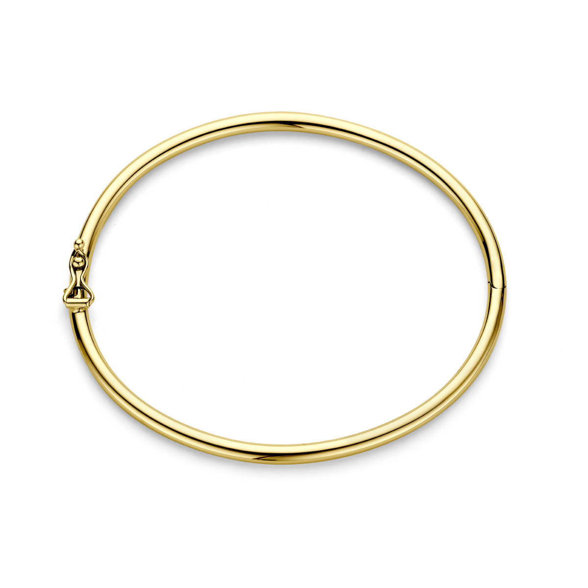 Goudkleurige bangle 9-karaat glanzend 3 mm breed - Diameter 60 mm