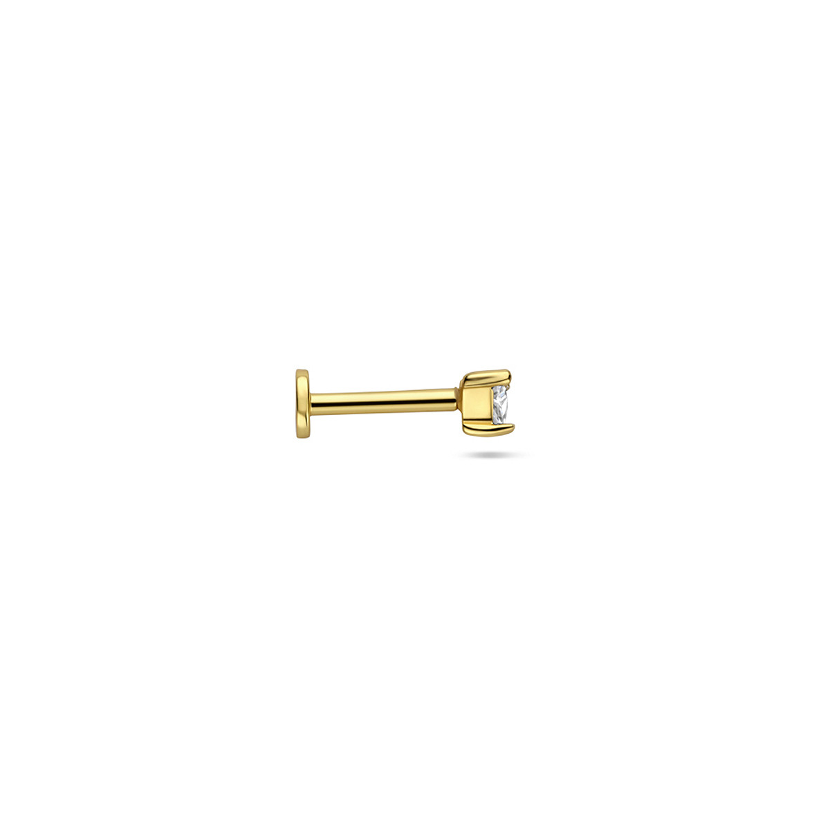 Goudkleurige driehoekige flatback piercing met zirkonia 3 mm - Per stuk