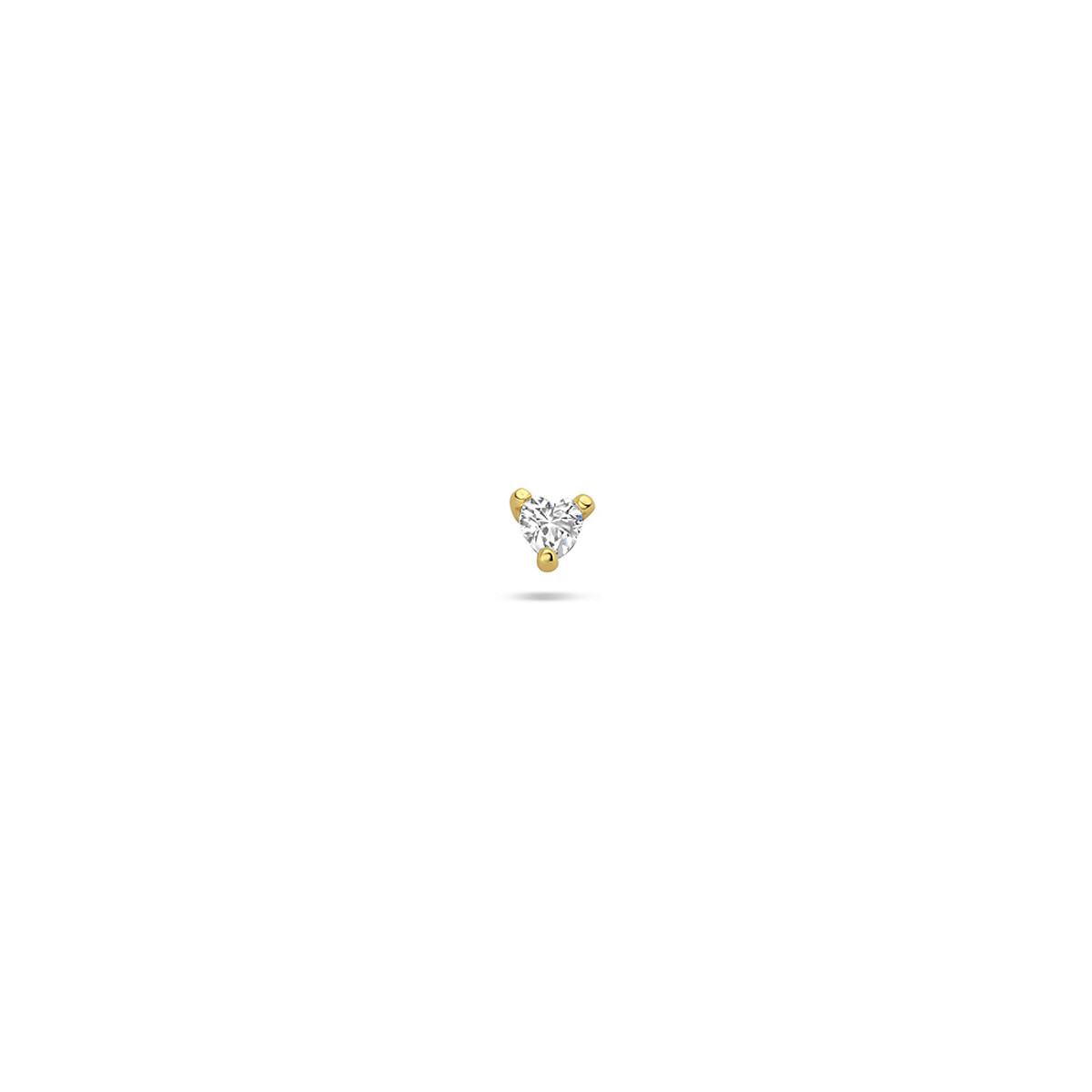 Goudkleurige flatback piercing met transparante zirkonia in driehoek 2.5 mm breed - Hoogte 3 mm - Per stuk