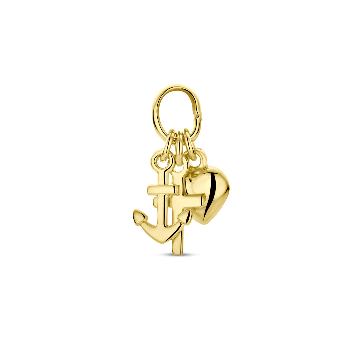 Goudkleurige hanger anker hart kruis 5.5 mm breed - Hoogte 15 mm
