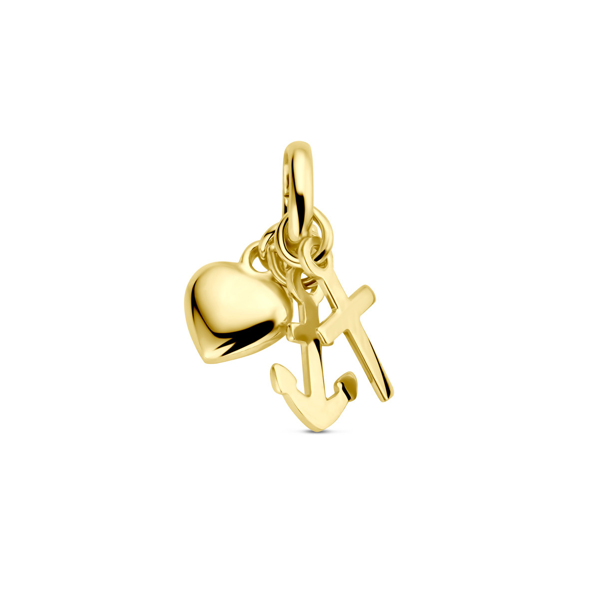 Goudkleurige hanger anker hart kruis 5.5 mm breed - Hoogte 15 mm