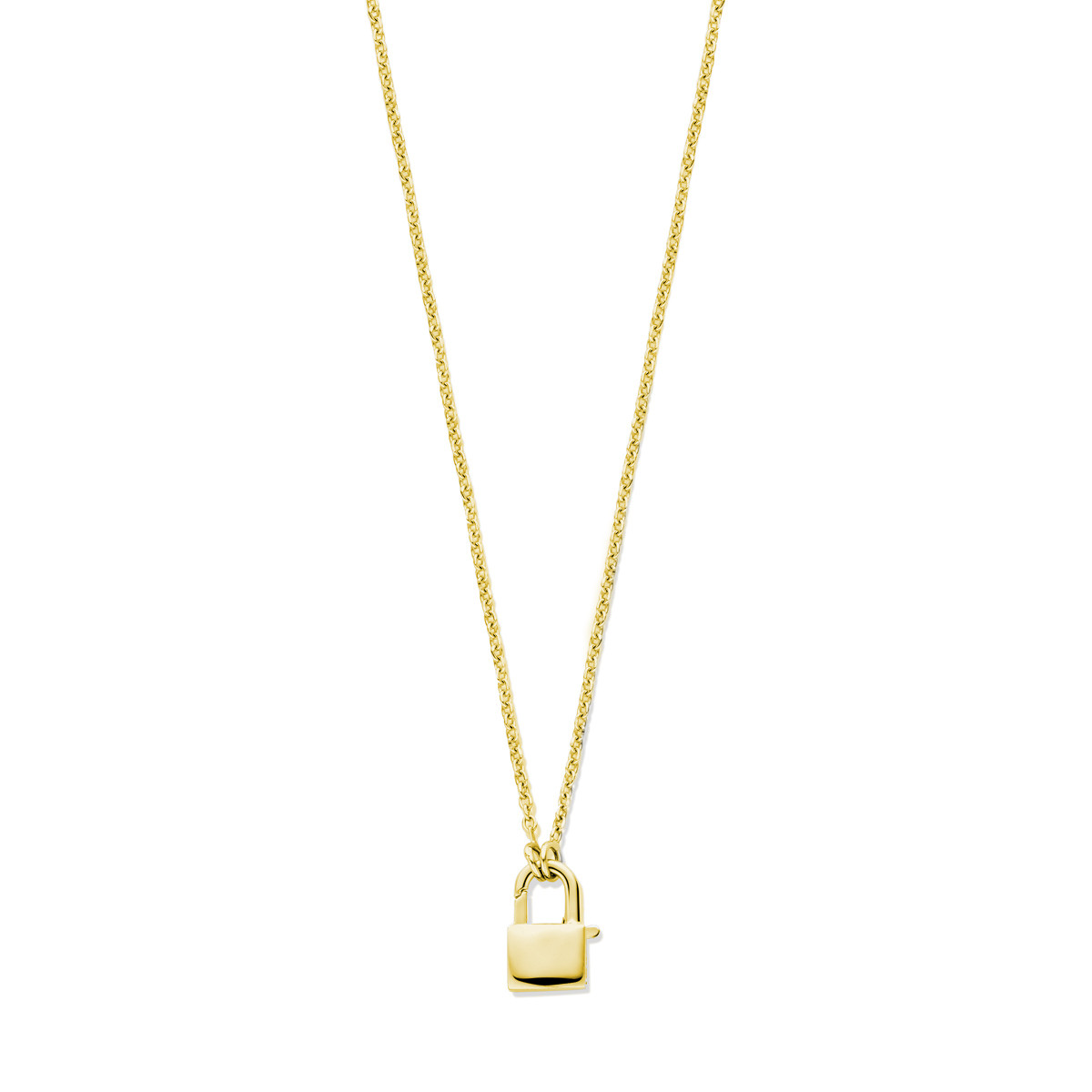 Goudkleurige ketting met hangslot hanger 14 mm 1.5 mm breed - Lengte 46 cm