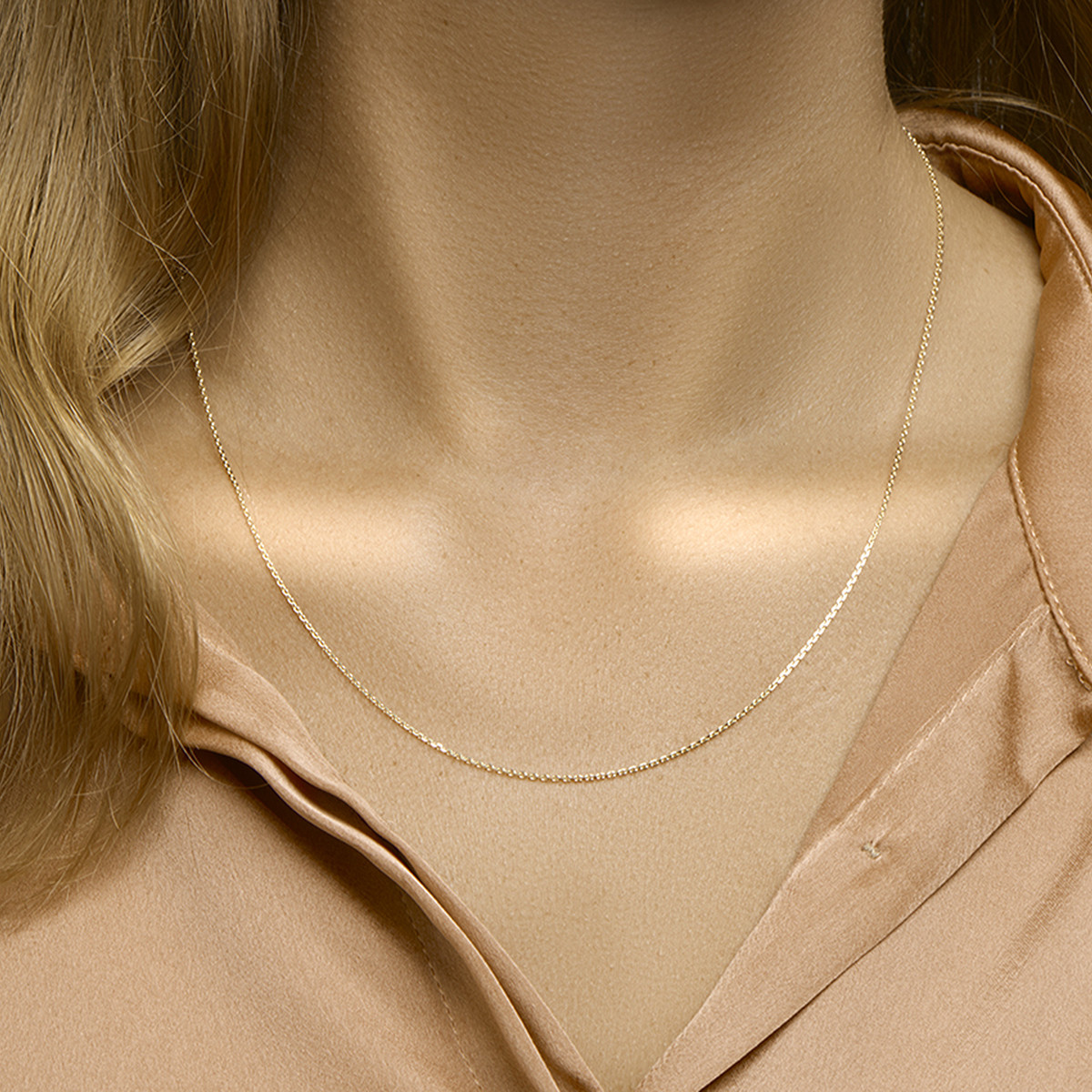 Goudkleurige ketting voor hangers met anker schakels 1.1 mm breed - Lengte 41-45 cm