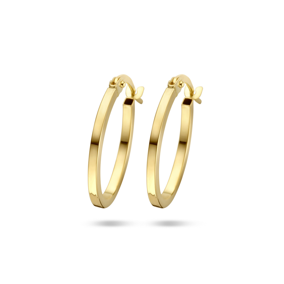 Goudkleurige oorringen klassiek en tijdloos design 1.5 mm breed - Hoogte 18.5 mm