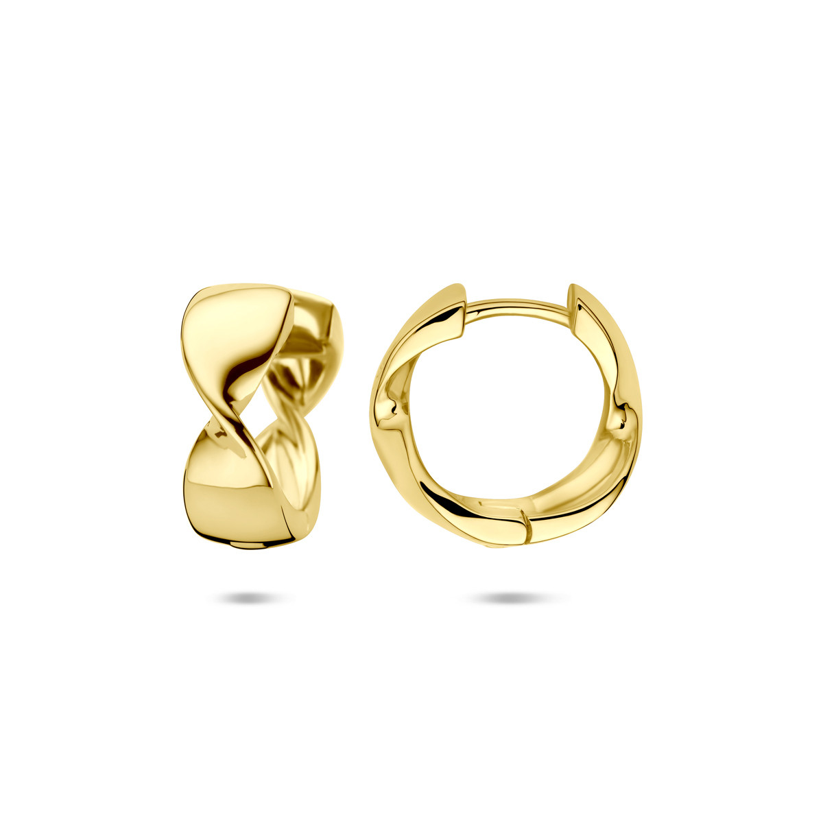 Goudkleurige oorringen met gedraaide vorm 6 mm breed - Diameter 15 mm