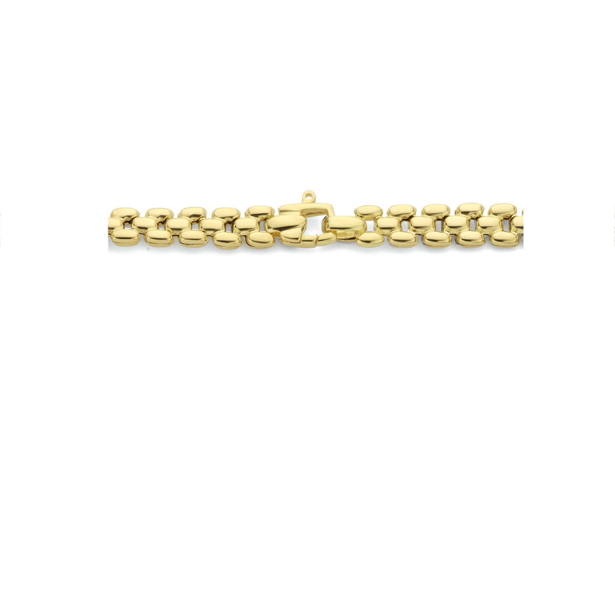 Goudkleurige schakelketting van panter schakels 6.9 mm breed - Lengte 43 cm