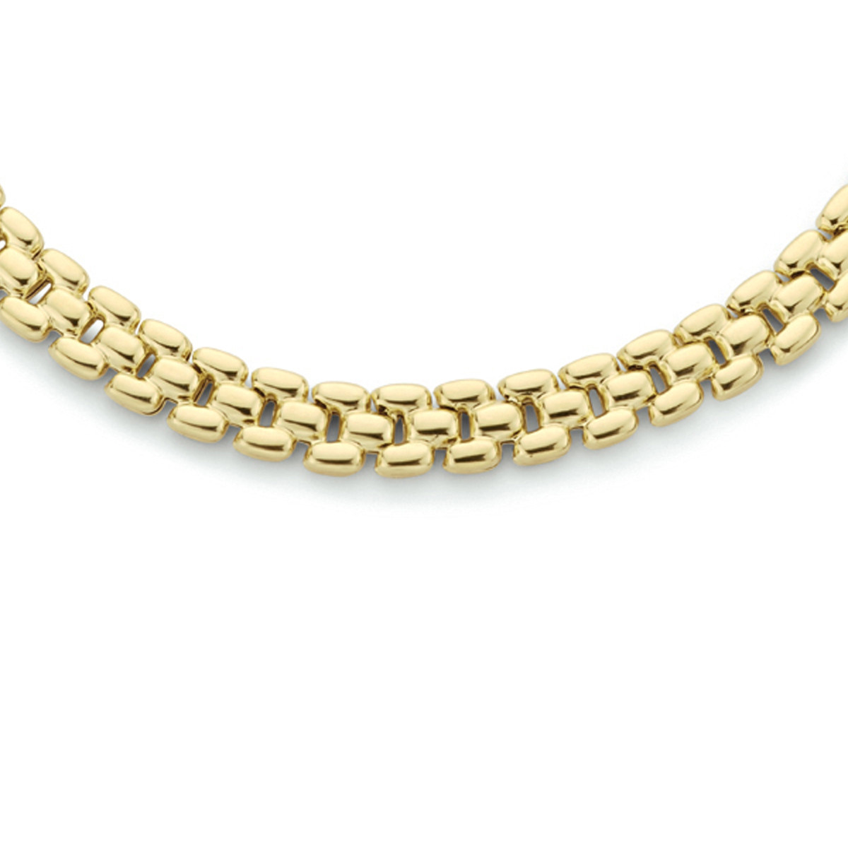 Goudkleurige schakelketting van panter schakels 6.9 mm breed - Lengte 43 cm