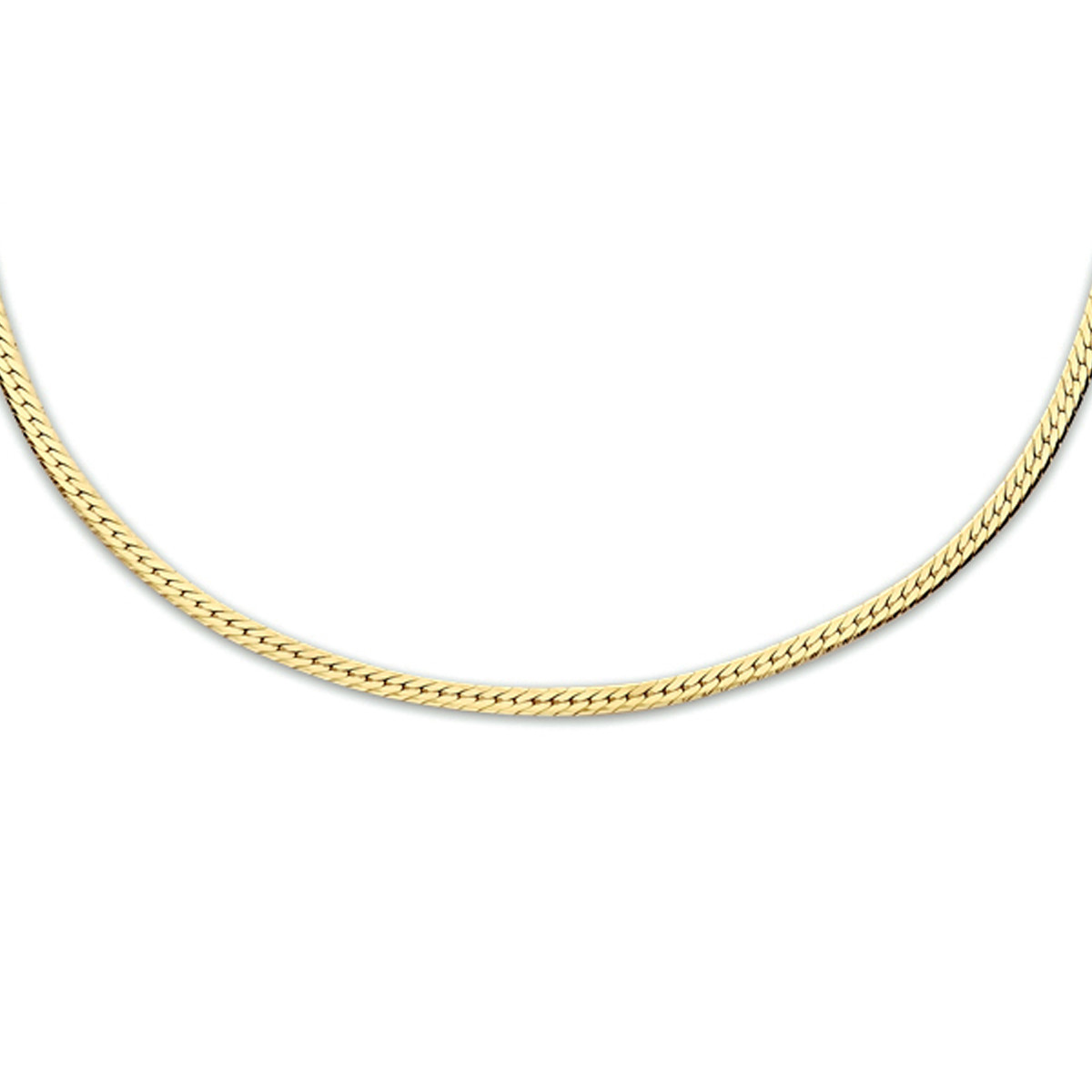 Goudkleurige snake chain schakelketting glanzend afgewerkt 1.7 mm breed - Lengte 40-45 cm