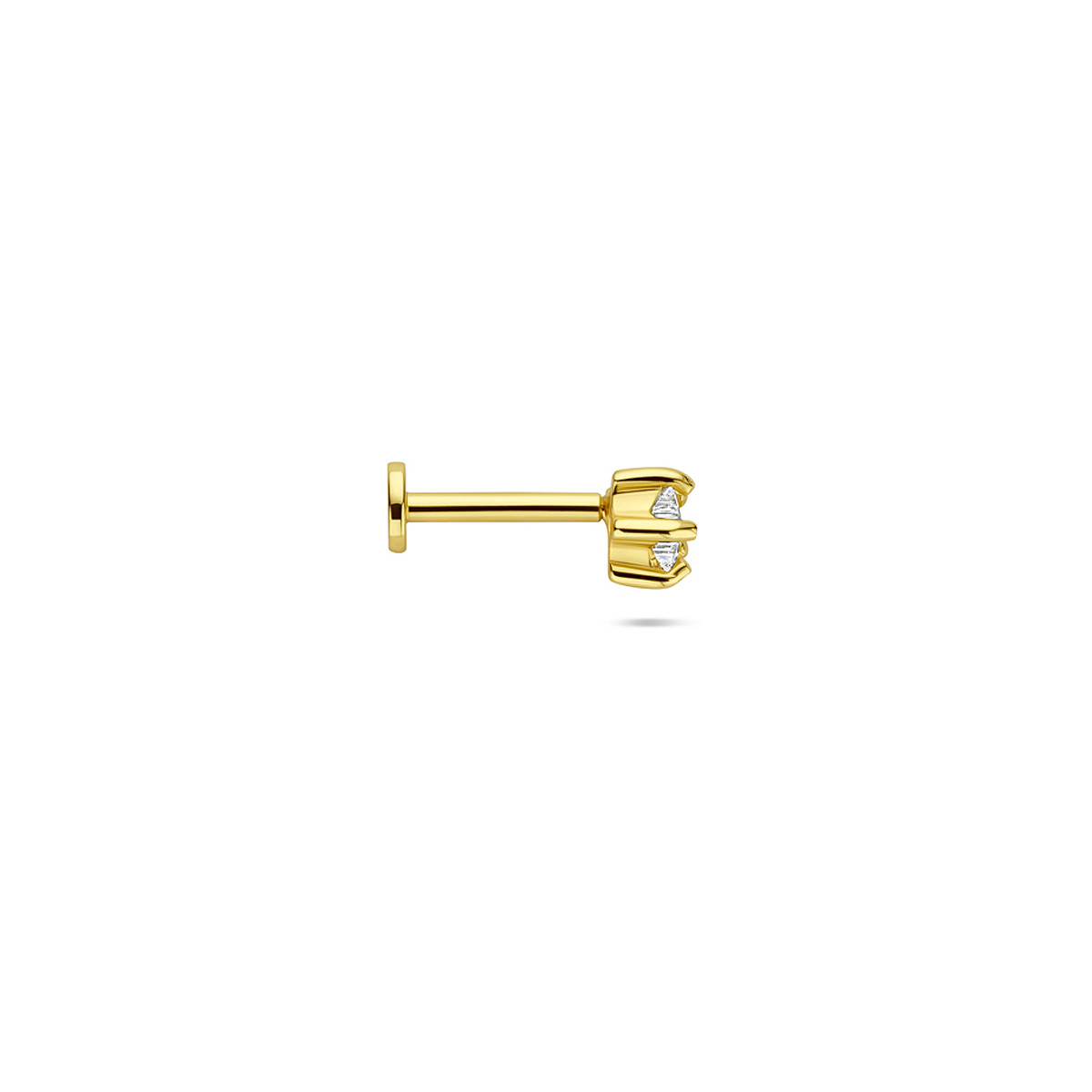 Goudkleurige ster flatback piercing met transparante zirkonia glanzend - per stuk