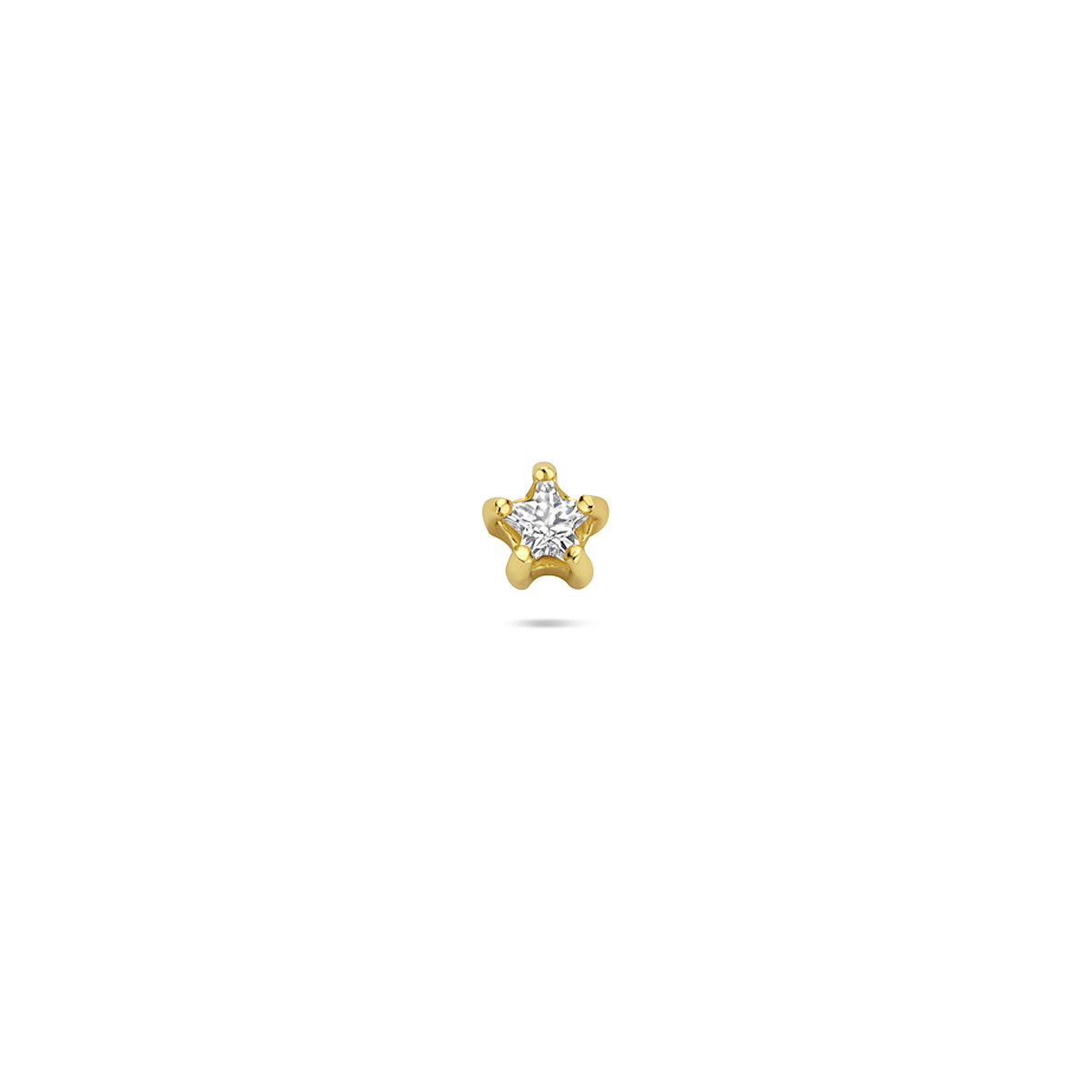Goudkleurige ster flatback piercing met transparante zirkonia glanzend - per stuk