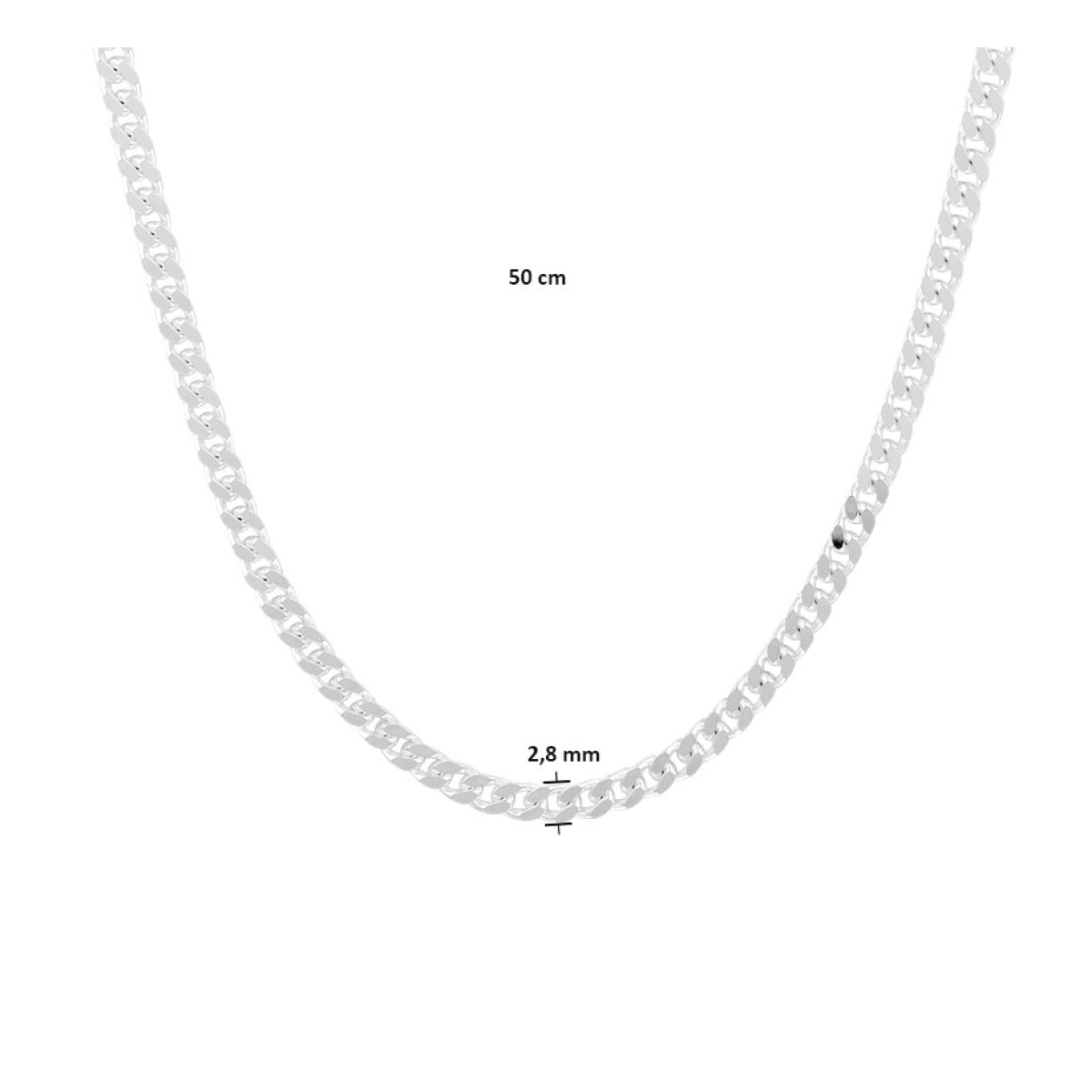 Gourmet schakel ketting zilver 2.8 mm