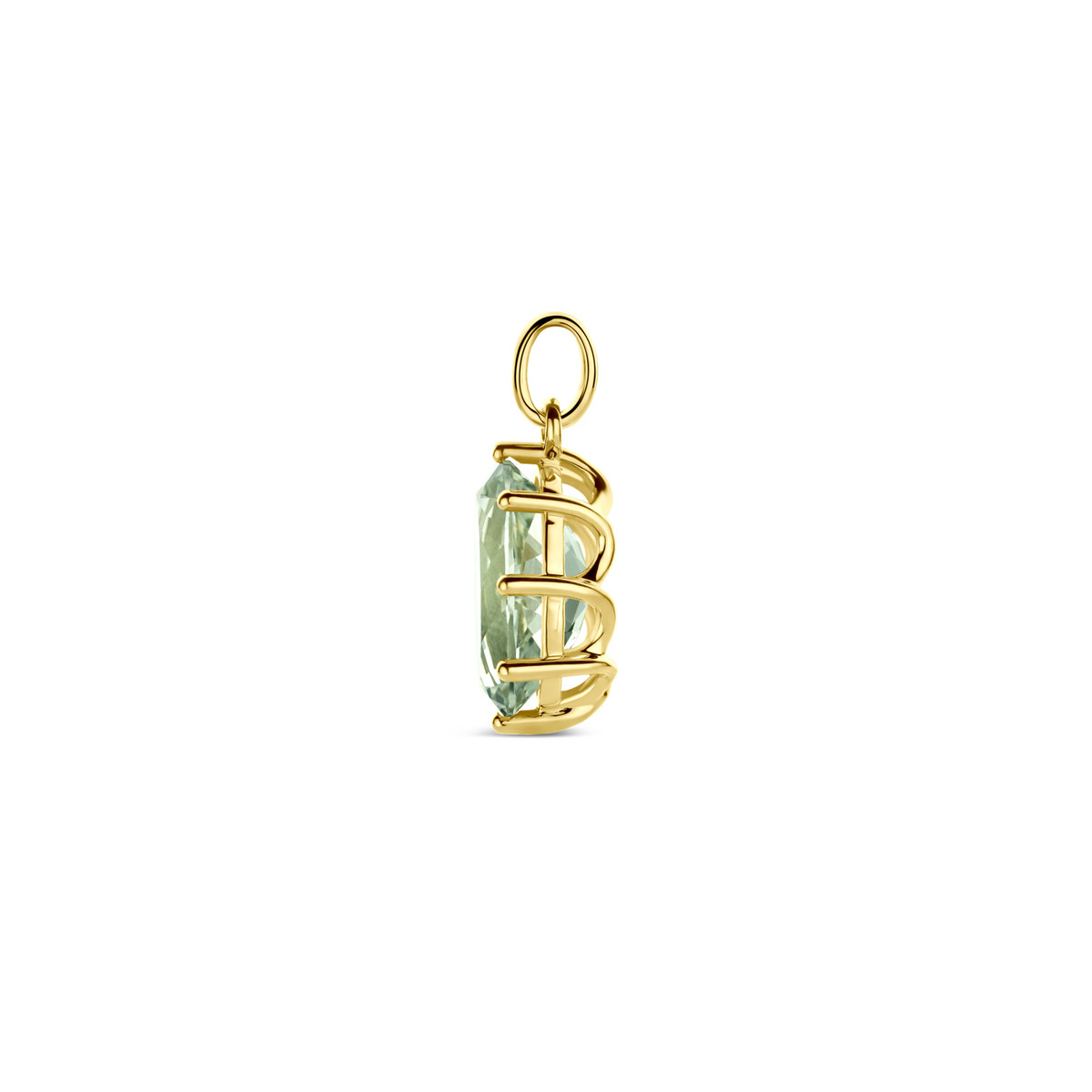 Groene amethist hanger ovaal in 14-karaat gouden zetting - Hoogte 20 mm