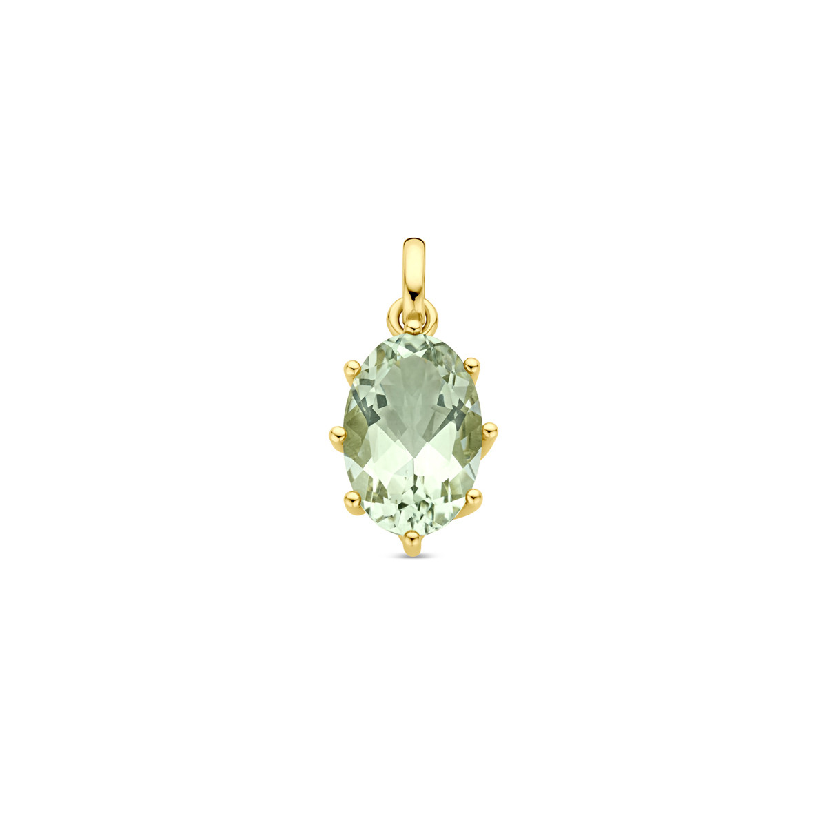 Groene amethist hanger ovaal in 14-karaat gouden zetting - Hoogte 20 mm