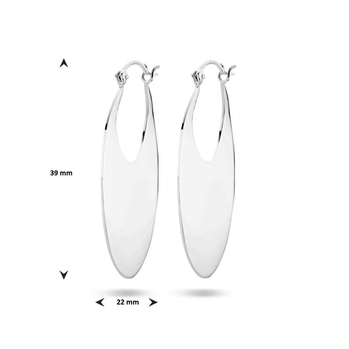 Grote zilveren oorringen - 22 x 39 mm