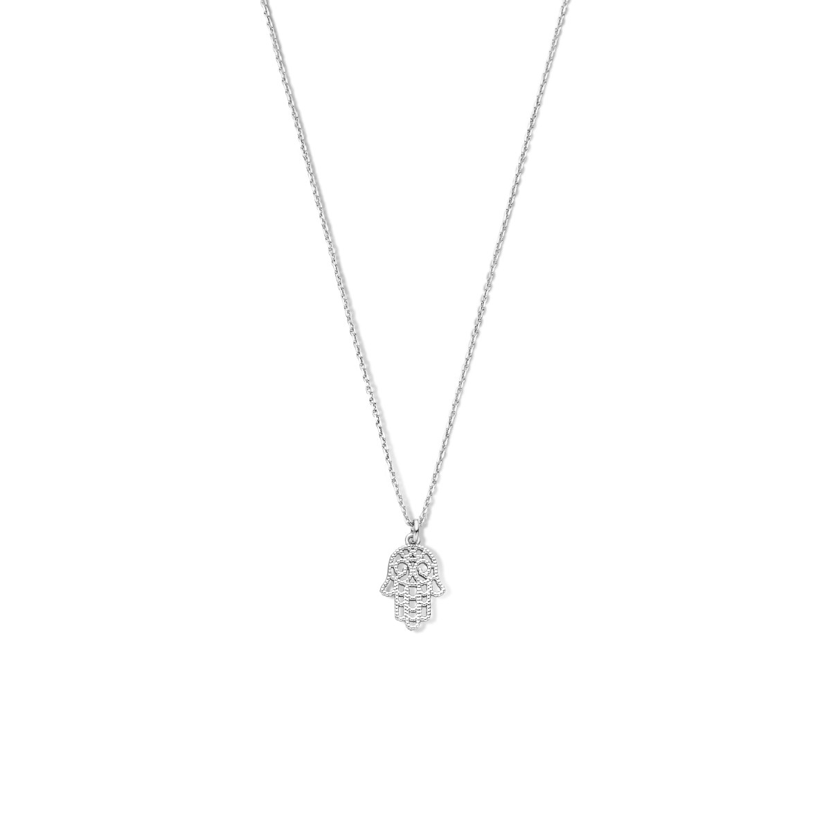 Hand van Fatima ketting zilver - Lengte 40 + 4 cm