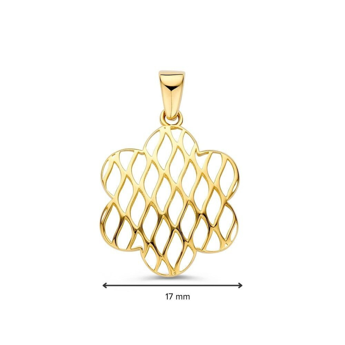 Hanger met opengewerkte bloem van 14-karaat goud - Breedte 17 mm