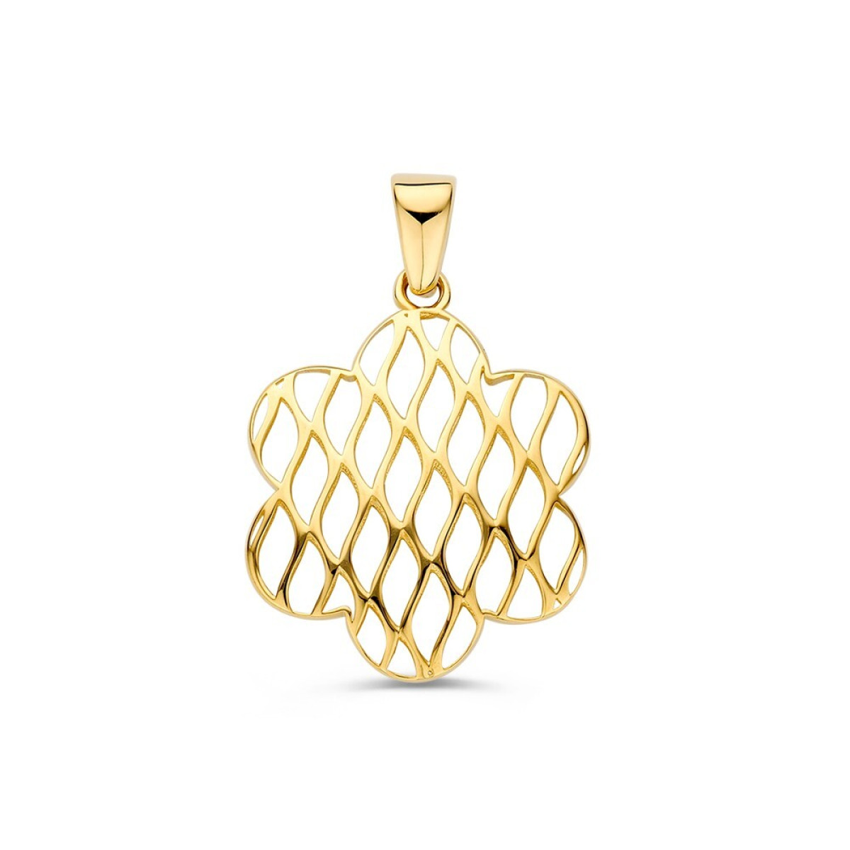 Hanger met opengewerkte bloem van 14-karaat goud - Breedte 17 mm